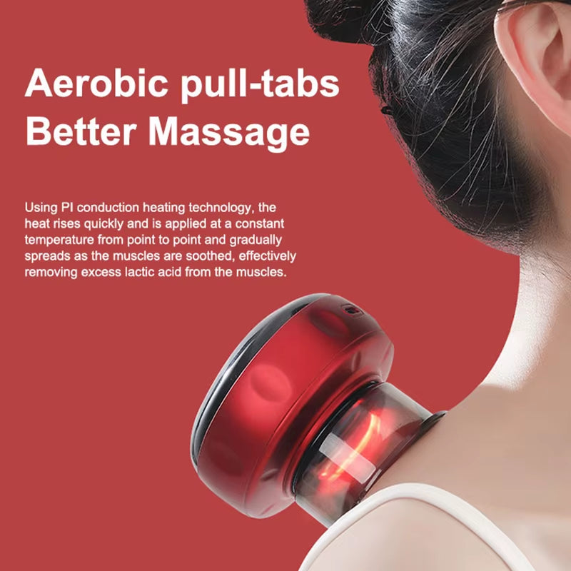 Rechargeable Anti-Cellulite Gua Sha Tool Professional Lymphatic Drainage Massager Vacuum Cupping Device with Heat