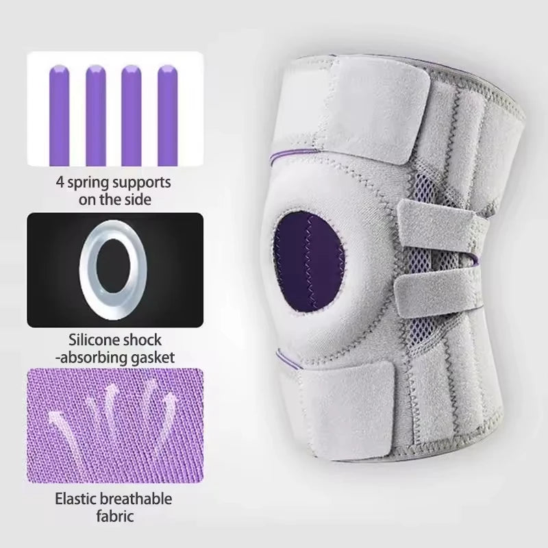 FSPG Adjustable Patella Tendon Knee Brace with Side Stabilizers Fitness Knee Support Kneepads Protector Band for Knee Pain