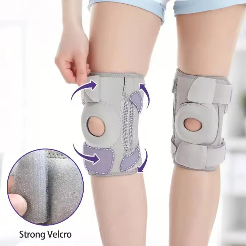 FSPG Adjustable Patella Tendon Knee Brace with Side Stabilizers Fitness Knee Support Kneepads Protector Band for Knee Pain